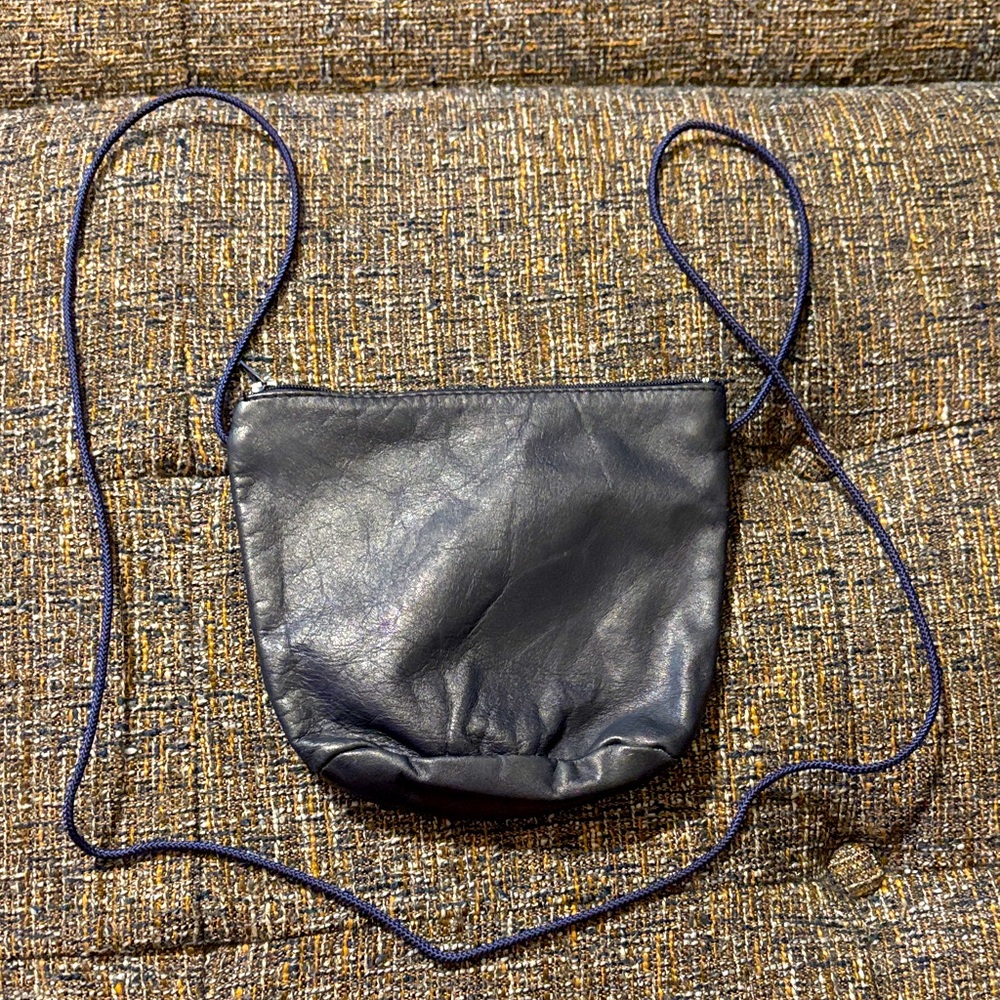 Elegant Navy Blue Leather mini Crossbody Bag